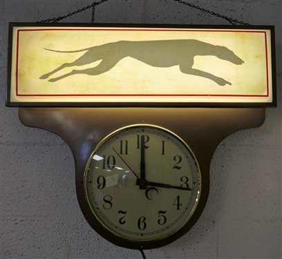 Greyhound Lighted Clock - From Martinsville, VA Station - Clock and Light Works - Measures 21 by 25 