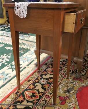 Mahogany Tapered Leg Occasional Table with Dovetailed  Drawer - Measuring - 27 1/2 tall 16 by 16 