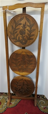 Folding Muffin Stand with Fruit and Flower Decorated Tiers - Measuring -31 Tall  Missing Peg on Bottom 