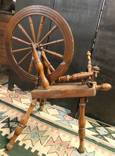 19th Century Wooden Flax Wheel 