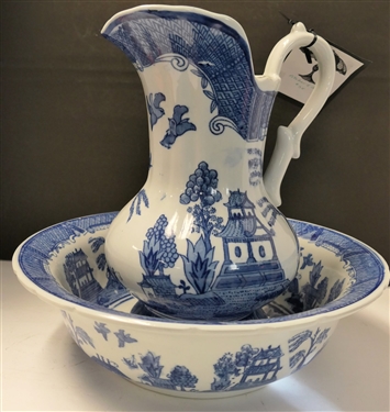 Victoriaware Ironstone Bowl and Pitcher Set - Pitcher Measures 11 Tall Bowl 13 Across