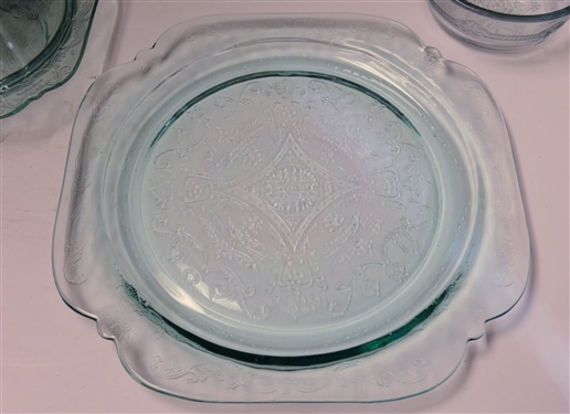 2 Pieces of Teal Blue Modern Madrid - Butter Dish and Plate and Blue Fireking Small Dish - Plate Measures 10 1/2 Across