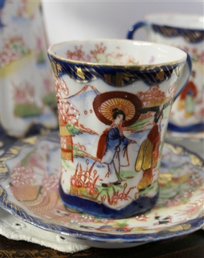 Asian Decorated Chocolate Set - Tea Pot Measures 9 Tall 