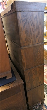 Nicholson Oak Sectional Book Case - Made in Chase City, VA  - 4 Stack - Top Door Needs Adjustment - Measures 57 1/2 tall 34 by 11 - NO CONTENTS