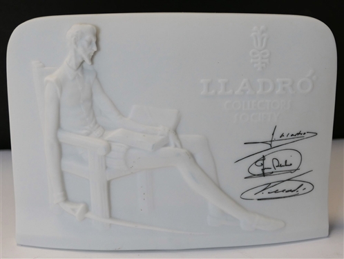 Lladro Collectors Society Plaque -Signed in Black Script -  Measures 4 1/2 tall 5 3/4 Across