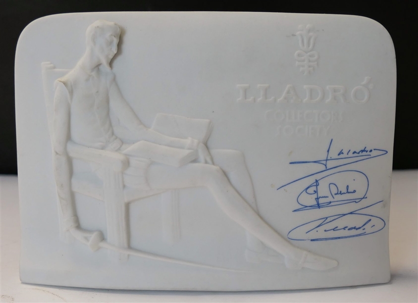 Lladro Collectors Society Plaque -Signed in Blue Script -  Measures 4 1/2" tall 5 3/4" Across
