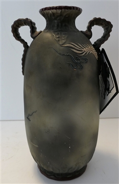 Hand Painted Nippon Moriage Dragon Vase- Double Handled - Measuring 10 Tall 