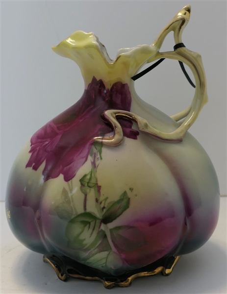 Hand Painted Rose Pitcher - Measuring 8 1/2" Tall 