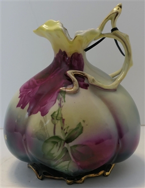 Hand Painted Rose Pitcher - Measuring 8 1/2 Tall 