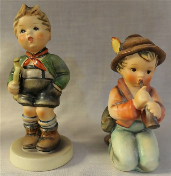 2 Hummel Figures - Trumpet Boy and  Flute Boy - Trumpet Boy Measures 4 1/2" Tall 