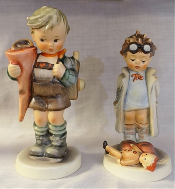 2 Hummel Figures  - Doctor Boy and Boy with Backpack - Measuring 5 1/2 Tall 