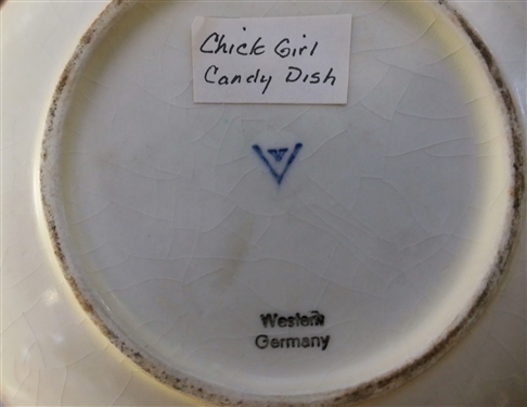 Hummel Chick Girl Candy Dish with Lid - Measures 6 Across 