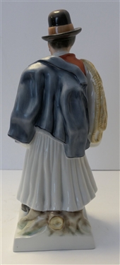 Hand Painted Herend Hungary Figure - Measures 13 tall 