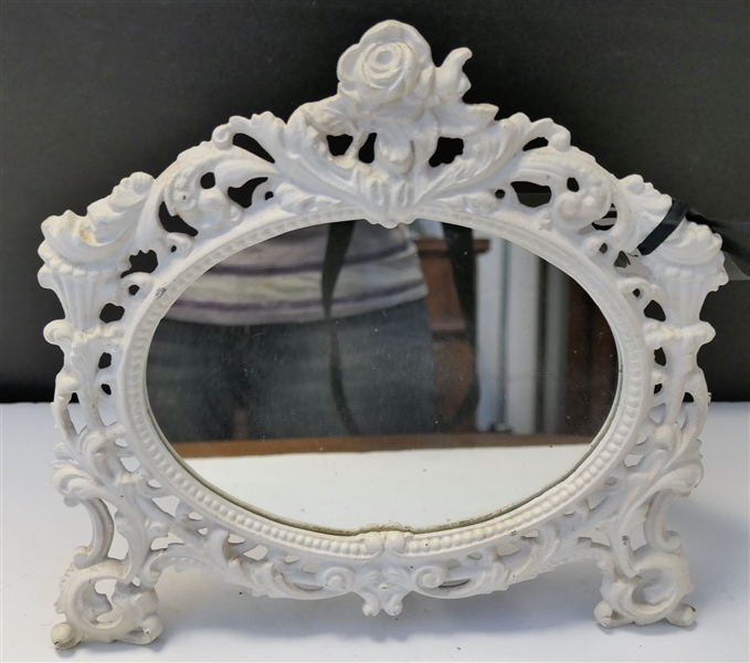 Pretty Iron Floral Mirror - Measures 9 1/2" tall 10 1/2" Across