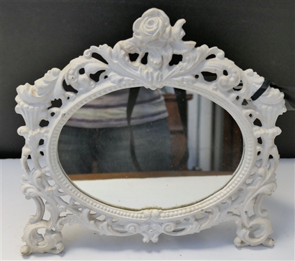 Pretty Iron Floral Mirror - Measures 9 1/2 tall 10 1/2 Across