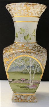 Beautiful Hand Painted Fenton Vase Artist Signed and Numbered - 268/1500 -Designed by FK Spindler - Hand Painted by C. Griffiths - Measures 8 Tall 