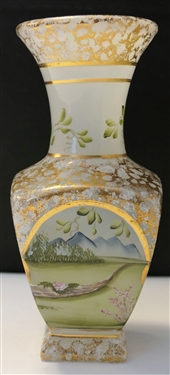 Beautiful Hand Painted Fenton Vase Artist Signed and Numbered - 268/1500 -Designed by FK Spindler - Hand Painted by C. Griffiths - Measures 8 Tall 