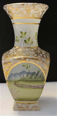 Beautiful Hand Painted Fenton Vase Artist Signed and Numbered - 268/1500 -Designed by FK Spindler - Hand Painted by C. Griffiths - Measures 8 Tall 