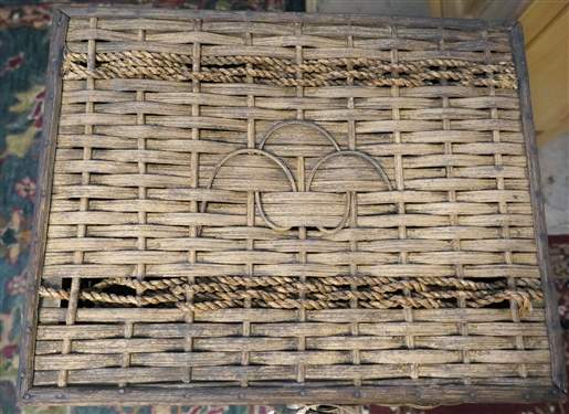 Wicker Sewing Basket Stand - Measures 28 tall 16 by 12 
