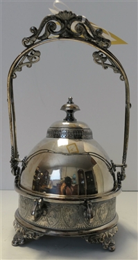 Webster and Company Quadruple Plate Butter Dish with Hinged Lid - Glass Insert Has Small Chip