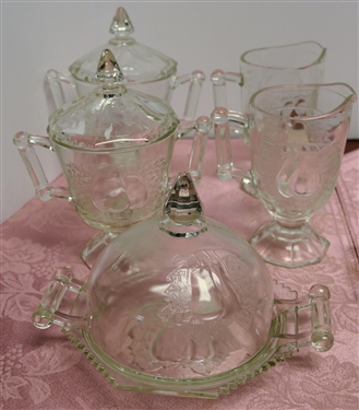 7 Pieces of Baltimore Pear including 2 Cream & Sugar Sets, 2 Butter Dishes, and Handled Platter