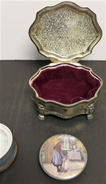 Goebel Artis Orbis - Carl Larsson Trinket Box and Silverplate Velvet Lined Jewelry Box - Goebel Box Measures 2 tall 3 Across