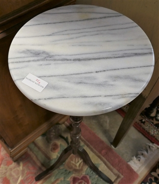 Mahogany Finish Marble Top Plant Stand - Measures 36 tall 12 Across