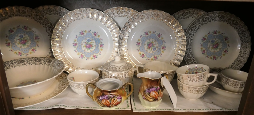 Lot of China including 16 Pieces of Reliable Home Equip. American Rose China and Japanese Cream and Sugar Set 