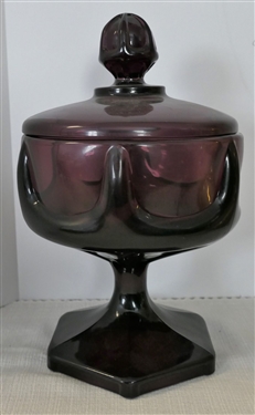 Amethyst Viking Glass Covered Compote - Measuring 9 Tall 6 Across