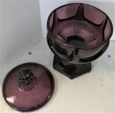 Amethyst Viking Glass Covered Compote - Measuring 9 Tall 6 Across