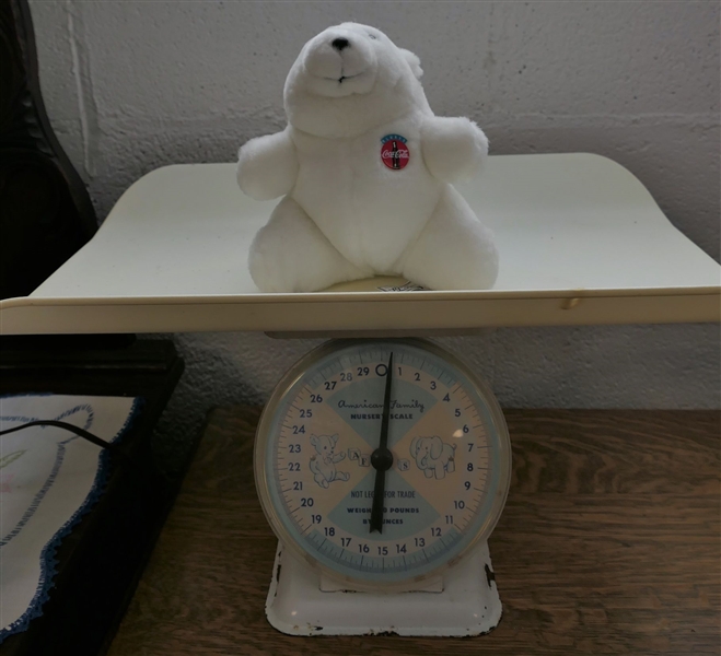 American Family Nursery Scale and Coca Cola Bear - Scales Measure 9 1/2" Tall 