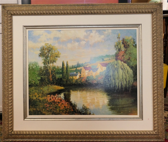 "Summer at Limoux" Print on Board - Nicely Framed and Matted - Frame Measures 36" by 42" - Frame Interior Measures 24" by 30"