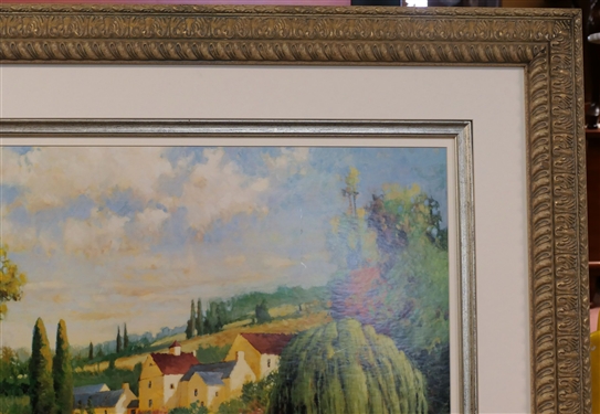 Summer at Limoux Print on Board - Nicely Framed and Matted - Frame Measures 36 by 42 - Frame Interior Measures 24 by 30