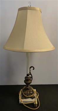 Italian Candle Stick Style Lamp with Marble Base - Measures 17 to Bulb 