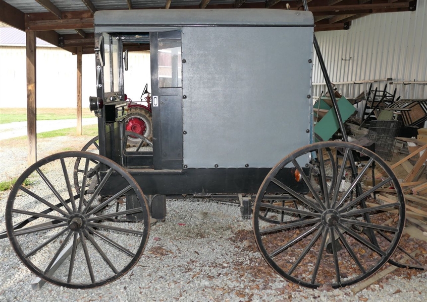 Amish Made Buggy - With Sliding Doors and Windows, Lights Can Be Pulled by Horse or Tractor 