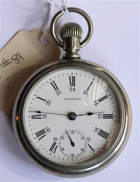 Bartlett Waltham Mass 17 Jewels Pocket Watch Serial Number 9521661 - Silveroid Case  - Size 18 - Second Sub Dial 