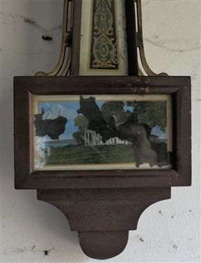 New Haven Miniature Banjo Clock with Reverse Painted Door - Some Paint Missing - Eagle Finial - Clock Measures 18 Tall 6 Across