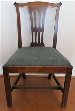 Early Eastern Shore Virginia Pegged Shield Back Side Chair - Chamfered Legs - Measures 36" tall 21" by 18" 