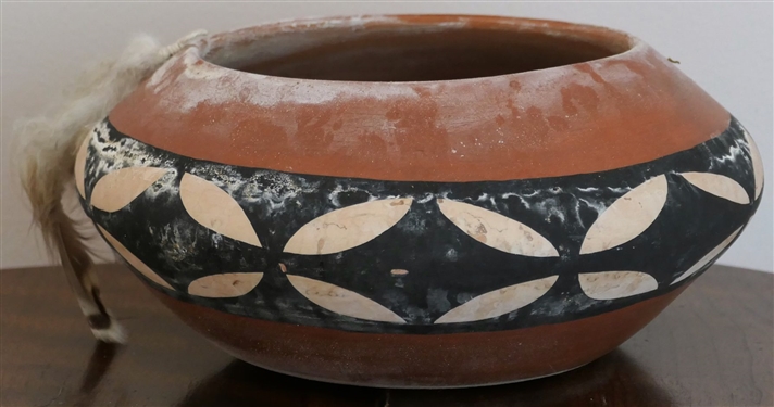 New Mexico Pueblo Indian Pottery Vessel Signed "Desert Flower" Joseph Brian - Measures 5" Tall 9" Across