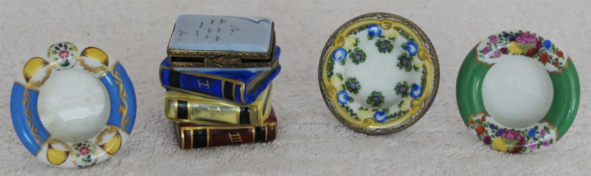 "Brearley on Broadway" Hand Painted Limoges Box - Measuring 1 3/4" Tall and 3 Hand Painted Limoges France Card Holders - Measuring 2" tall 
