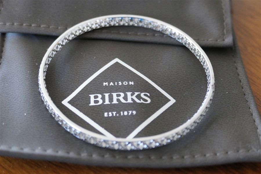 Maison Birks Sterling Silver Bangle Bracelet in Original Pouch and Box 