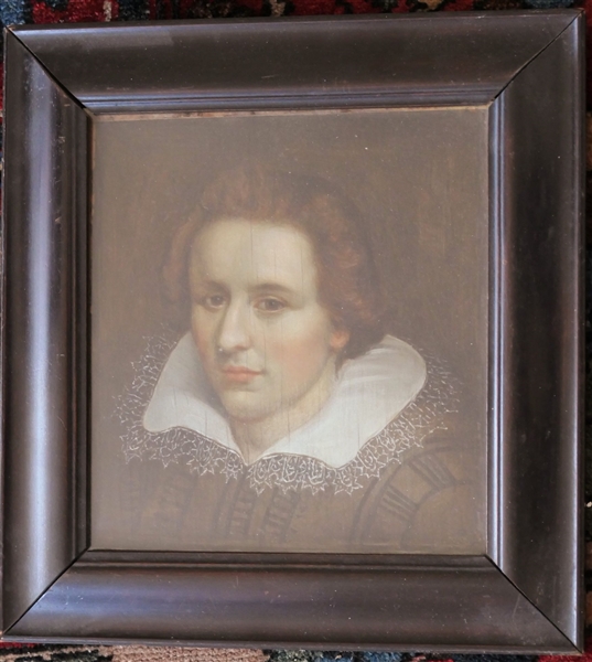 Artist Signed NPC Portrait on Wood - Framed - Art Work Measures 9 1/2" by 8 3/4" 