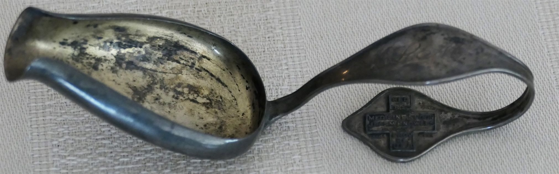 Sterling Silver "Red Cross Medicine Spoon" by J.B. & SM Knowles - Prov. RI - USA - Monogrammed on Handle 