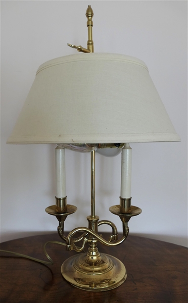 Brass Candle Lamp Style Double Light Table Lamp  - Some Overall Tarnish - Measures 23 1/2" Tall 