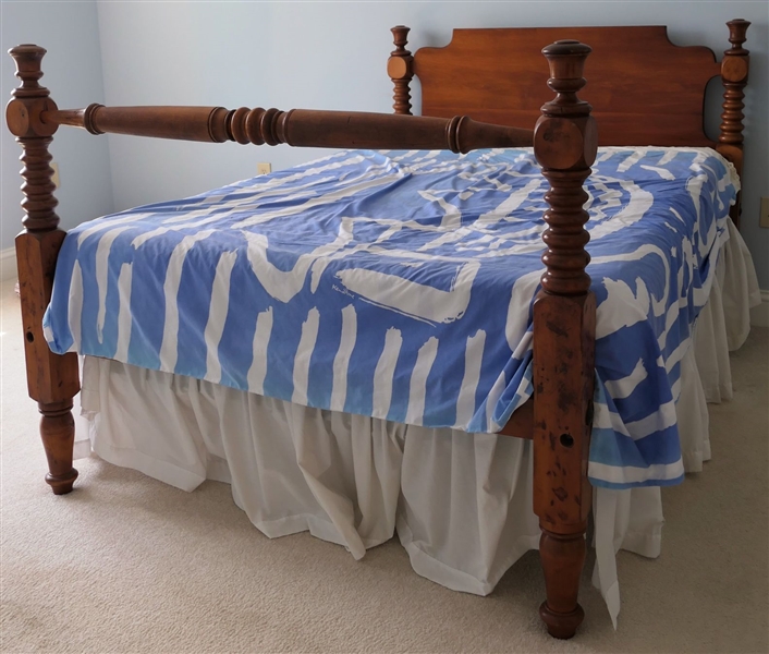 Nice Sturdy Solid Wood Bed - Full Sized - Sturdy Turned Posts - NO BEDDING 