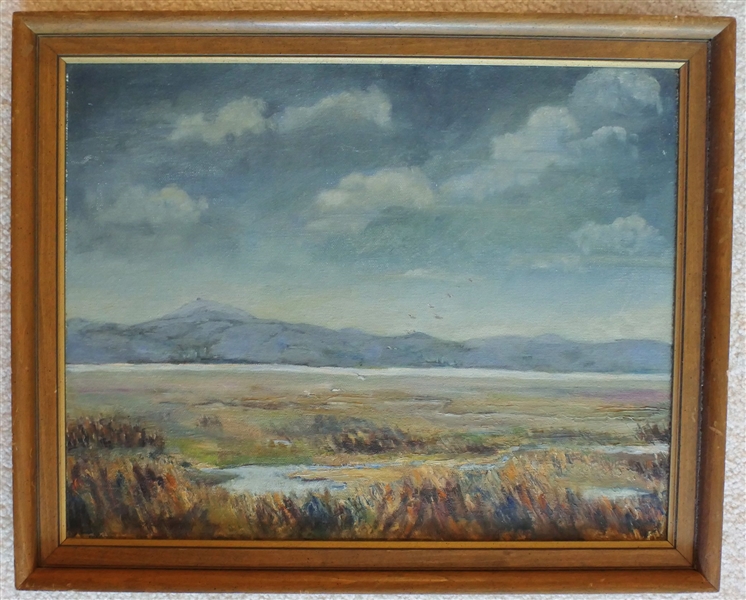 Oil on Board Painting by Noel Jaman? Of the Dee Estuary  - Framed - Frame Measures 16" by 19 3/4" 