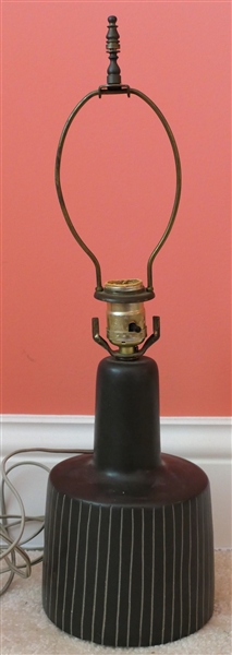 Mid Century Art Pottery Lamp - Measuring 12" Tall 