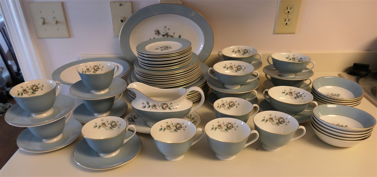 70 Pieces of Royal Doulton "Rose Elegans" China - Including Dinner Plates, Serving Platter, Cup & Saucer Sets, Cream Soups, and 10" Vegetable Bowl 