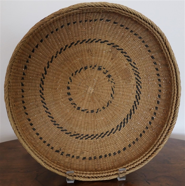 Handwoven Tribal Basket Measuring 3 1/2" tall 12 1/4" Across