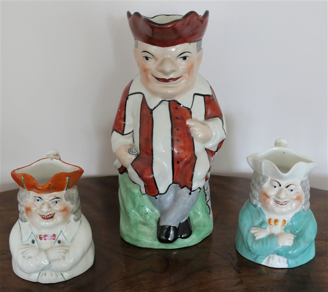 3 English Toby Jug - Largest Measures 10" tall Smaller 2 Measure 4 1/4"